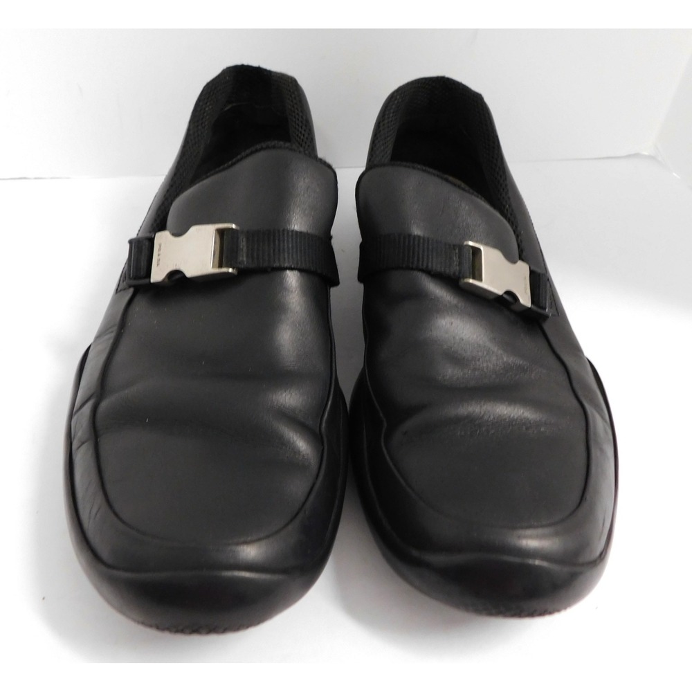 PRADA Silver Side Buckle Black Slip On Loafer - 11 US - Picture 4 of 7